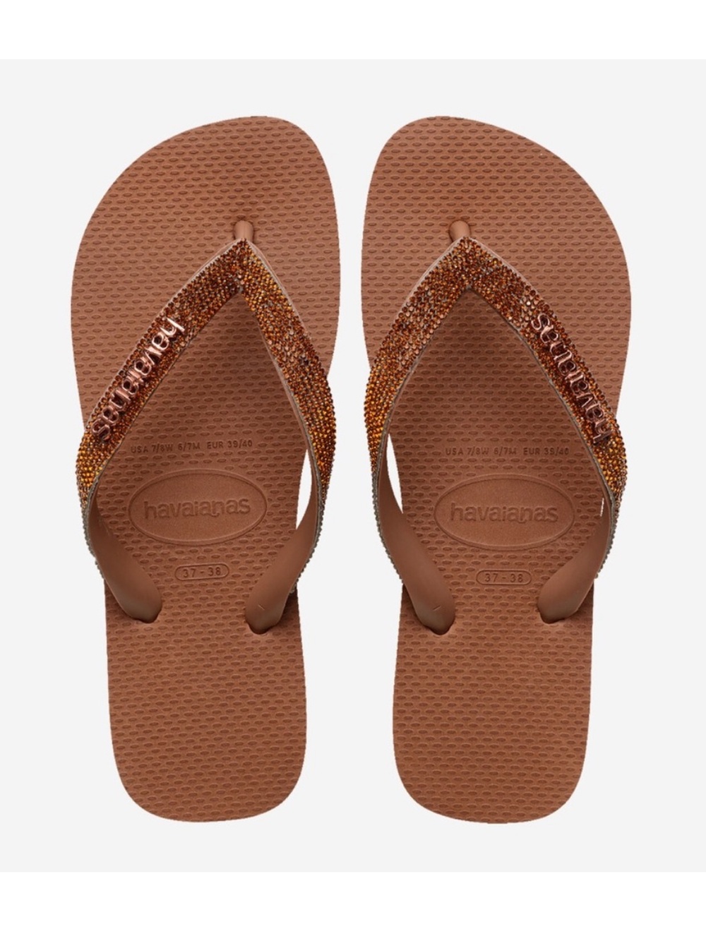 orange bedazzled havaianas flip flops